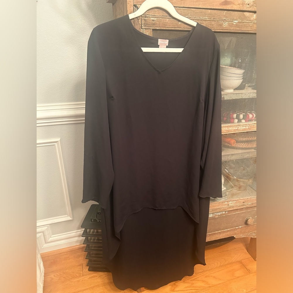 Chico’s Dressy V-Neck Tunic with High/Low Hem